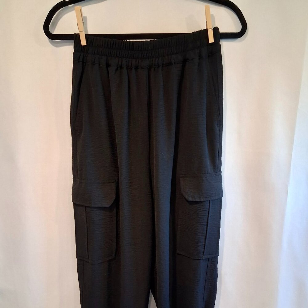 Black Parachute Casual Womens Pants